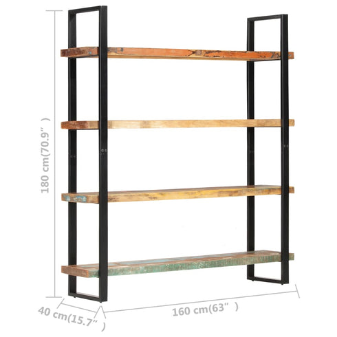 Rustika Rowe -  4-Tier Bookcase 160x40x180 cm Solid Reclaimed Wood